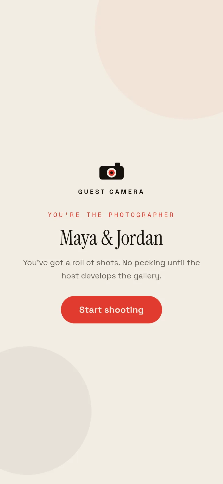Guest join screen on a phone